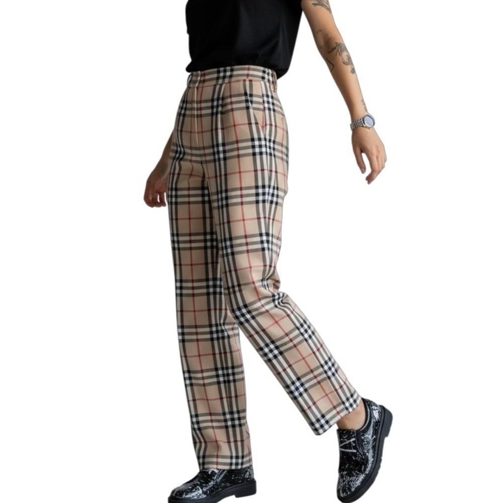 Italian Plaid High Waisted Pants Straight Leg Woman’s Plus Size 3X Like New T…